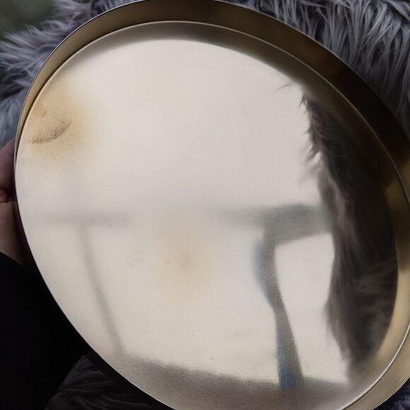 MyGift Brushed Brass Metal Decorative Tray, 11 inch Round Serving Tray - Picture 6 of 8